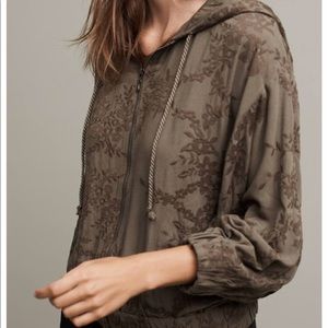 Anthropologie Embroidered Zip Hoodie